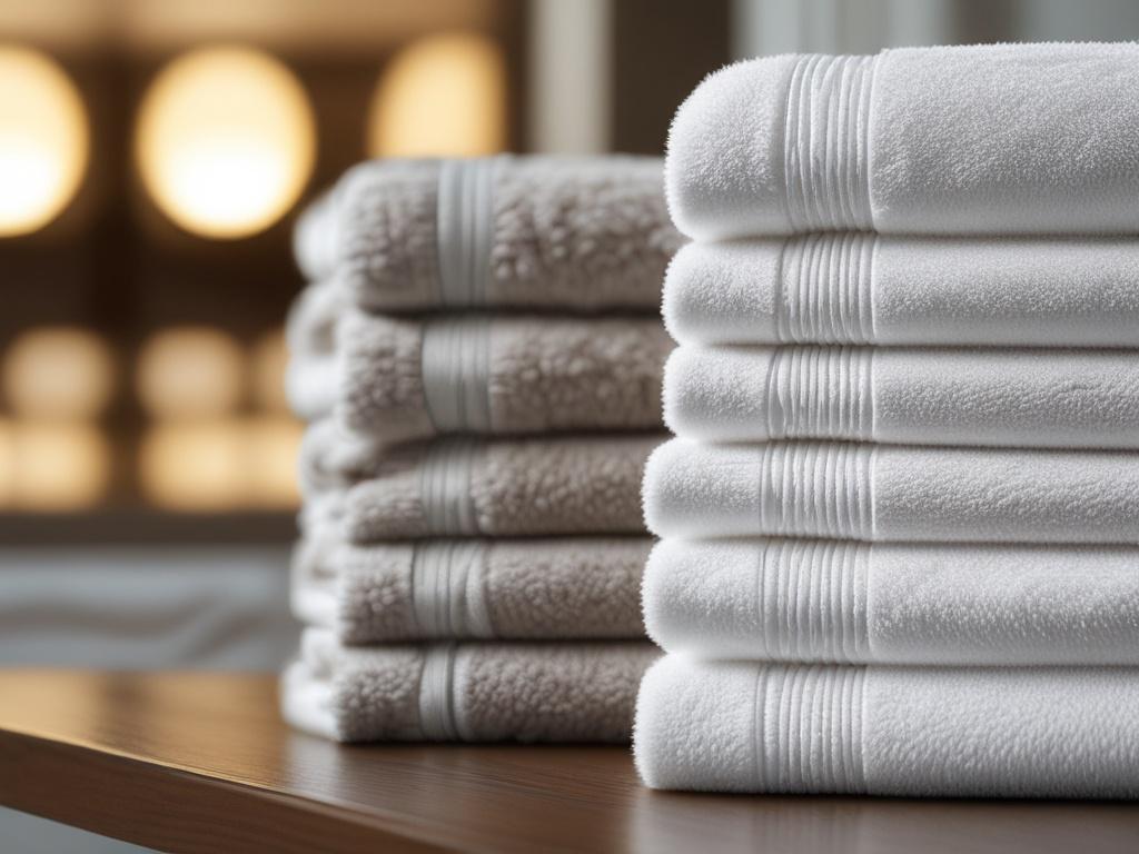 Two stacks of neatly folded towels